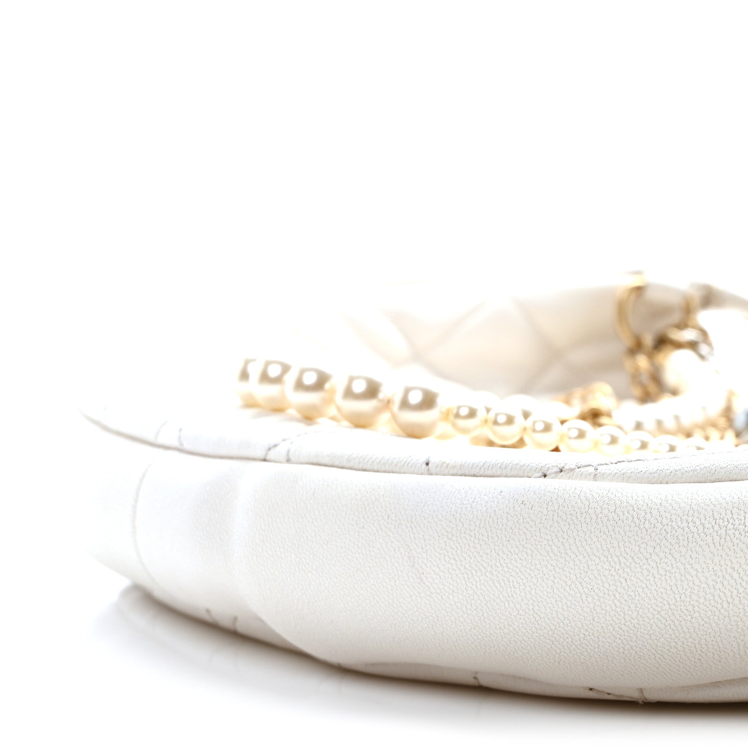 Lambskin Quilted All About Chains Hobo White
