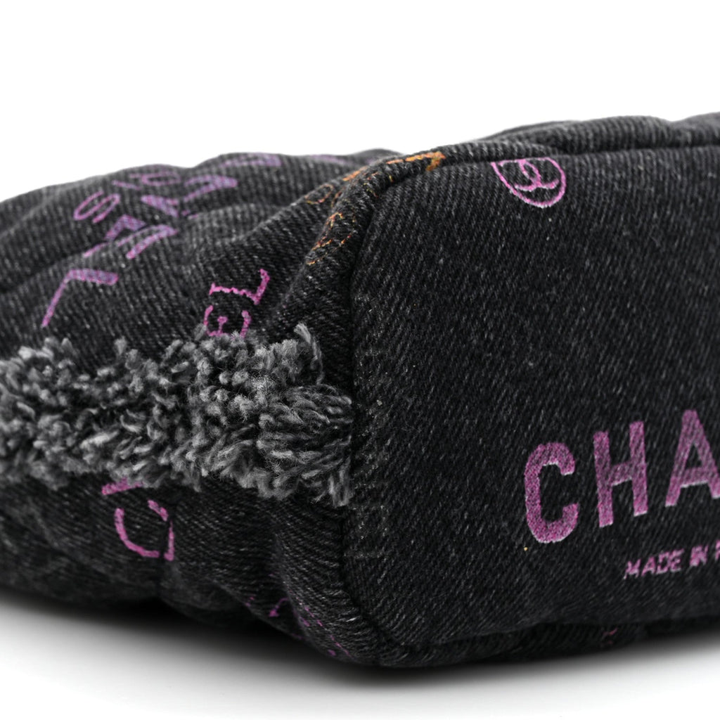 Denim Quilted Mood Small Bucket With Chain Black Multicolor