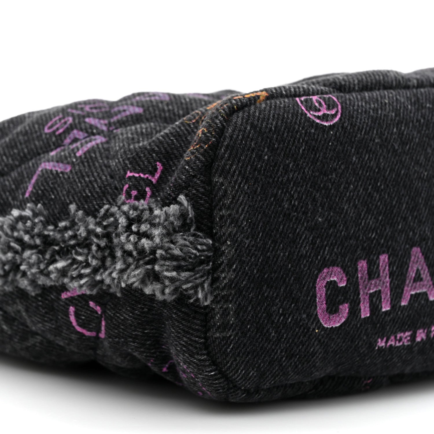 Denim Quilted Mood Small Bucket With Chain Black Multicolor