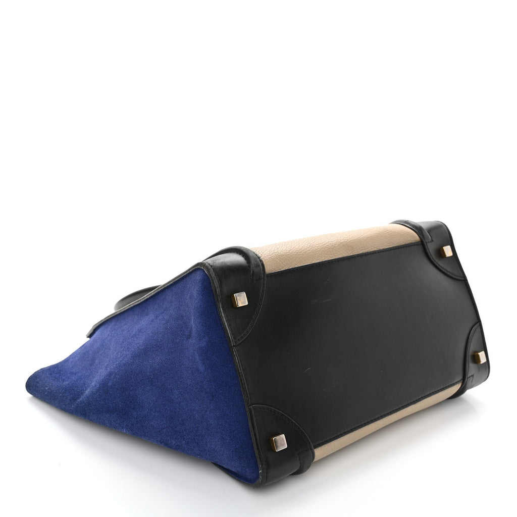 Elephant Calfskin Suede Mini Tri-Color Luggage Sand