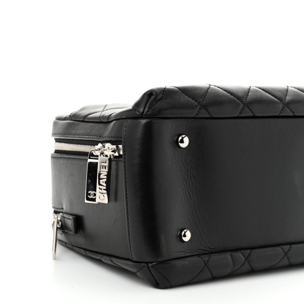 Lambskin Quilted Medium Trendy CC Bowling Bag Black