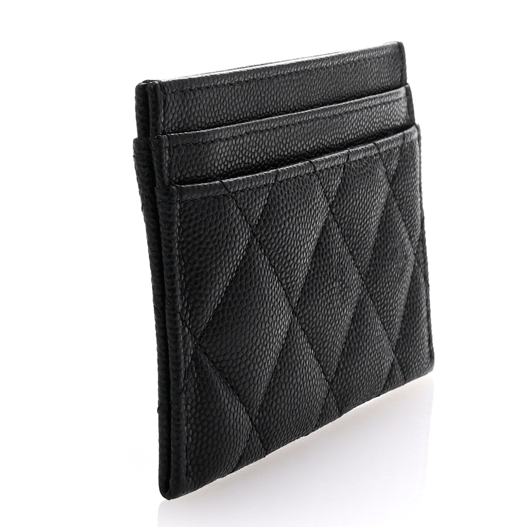 Caviar Quilted Hammered CC  Holder Black