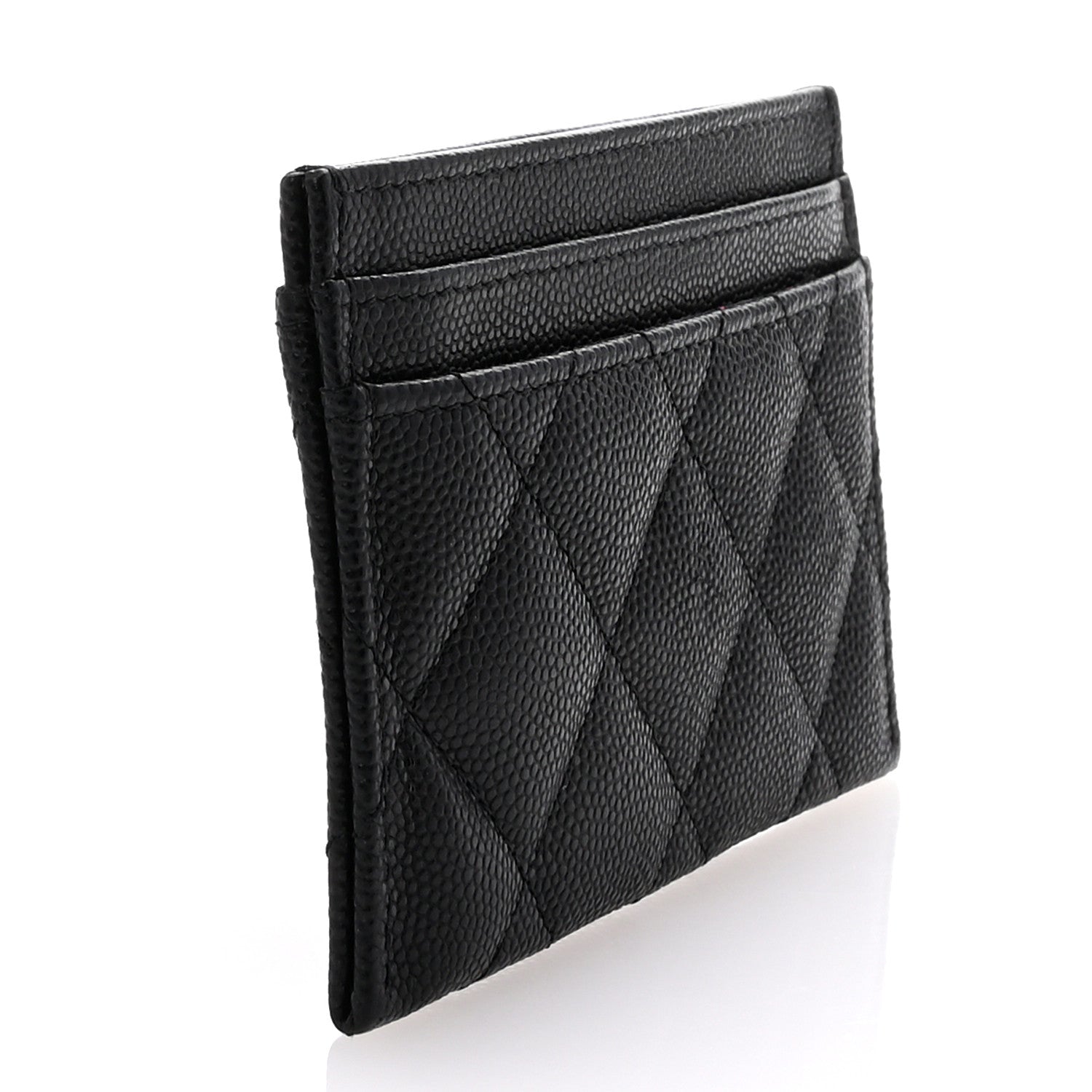 Caviar Quilted Hammered CC  Holder Black