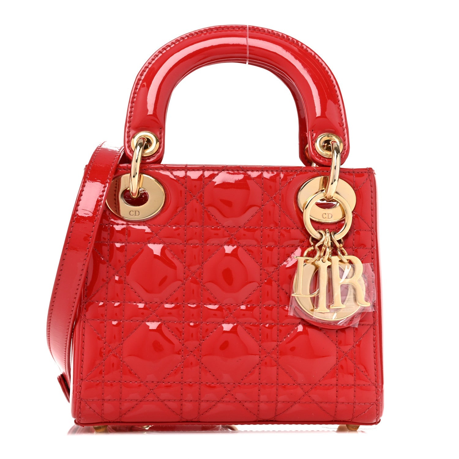 Patent Cannage Mini Lady Dior Red