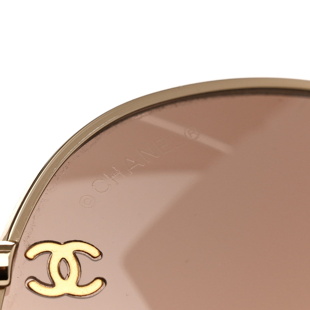 Metal CC Aviator Sunglasses 4193 Gold Havana