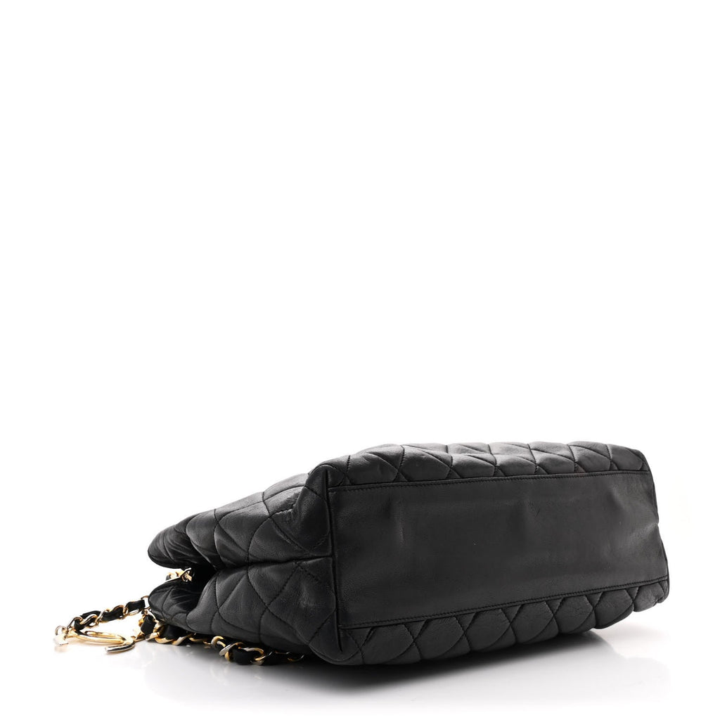 Lambskin Quilted Medium New Bubble North South Tote Black