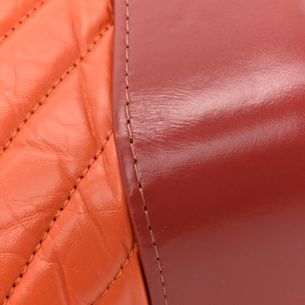 Aged Calfskin Chevron Quilted Small Gabrielle Backpack Dark Red Orange