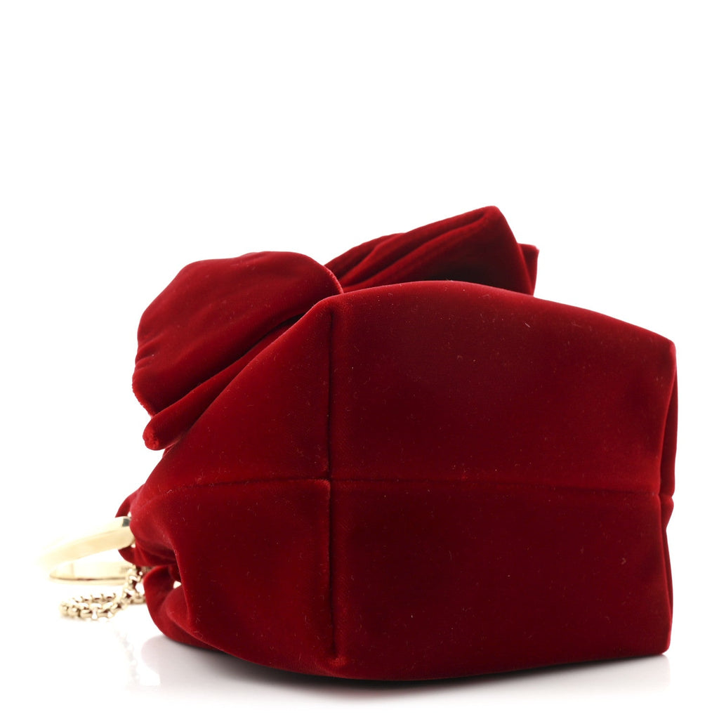 Velvet Micro Bon Bon Bow Bucket Bag Red