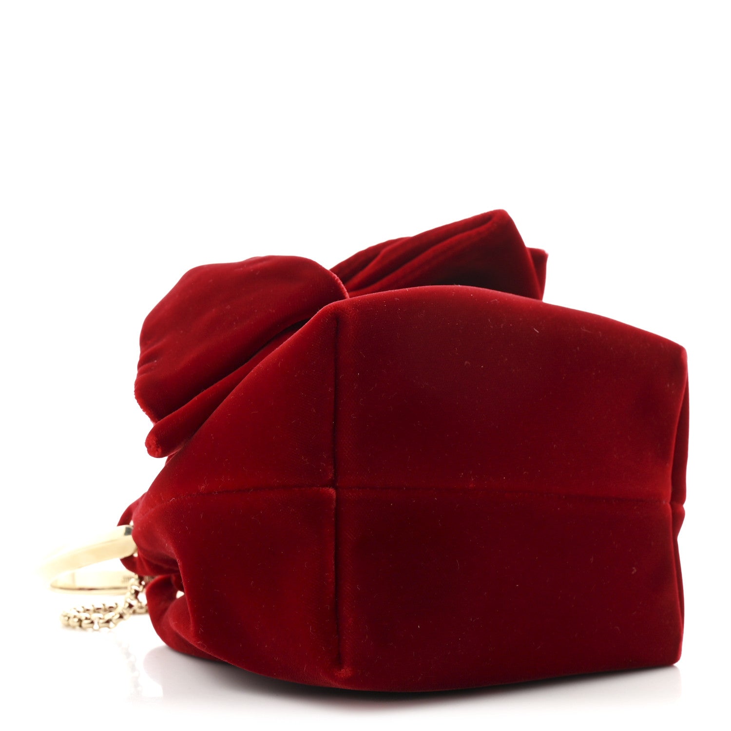 Velvet Micro Bon Bon Bow Bucket Bag Red