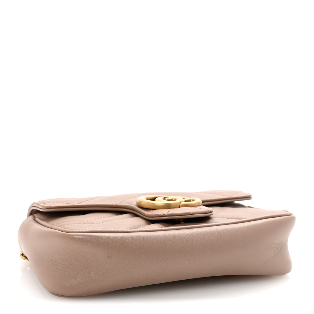 Calfskin Matelasse Super Mini GG Marmont Shoulder Bag Porcelain Rose