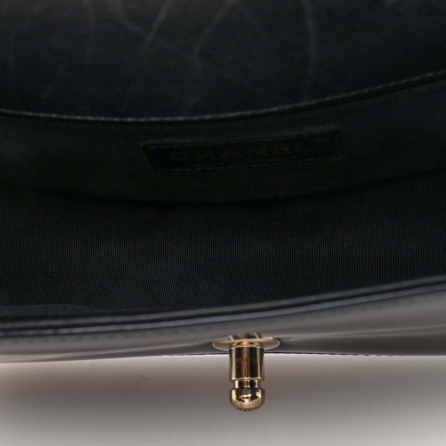 Iridescent Glazed Calfskin Quilted Small Boy Flap Black