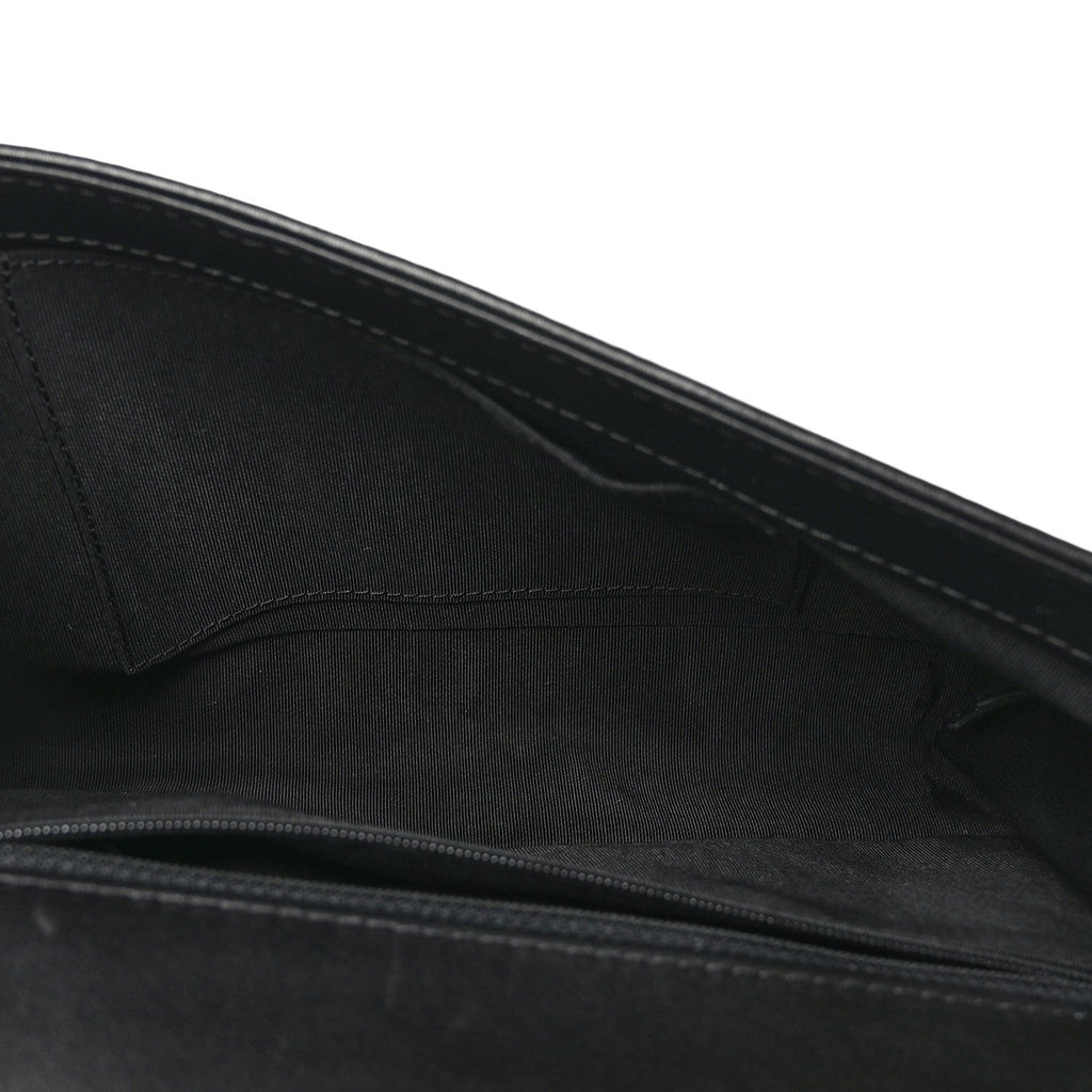 Calfskin Chevron Quilted New Medium Braided Boy Flap Black