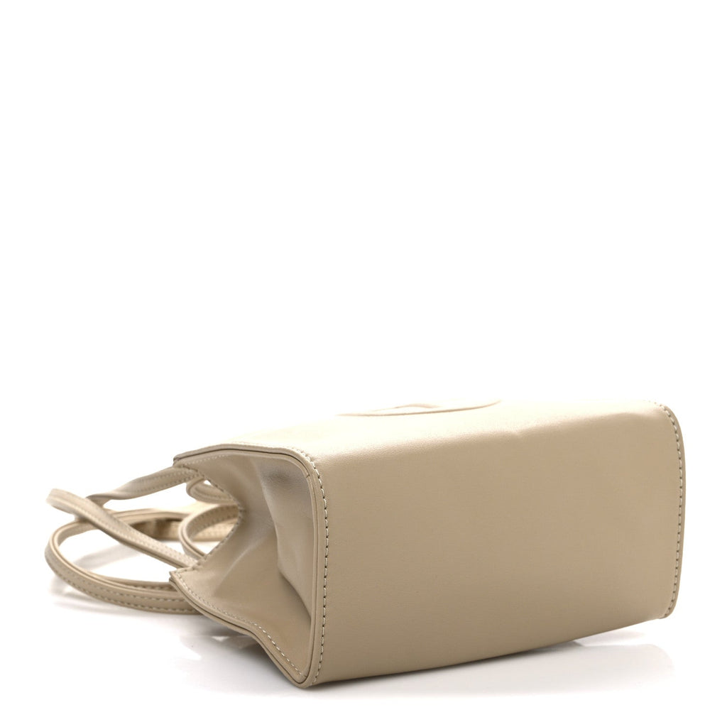 Vegan Leather Small Shopping Bag Cream