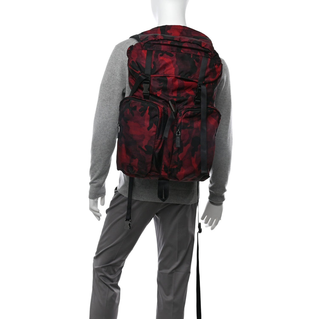 Tessuto Nylon Camouflage Print Drawstring Backpack Bordeaux