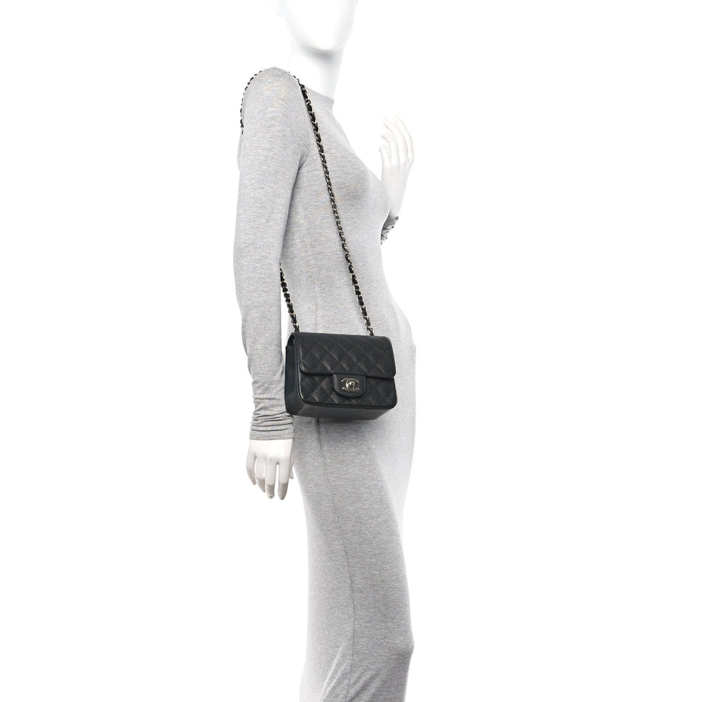 Caviar Quilted Mini Square Flap Black