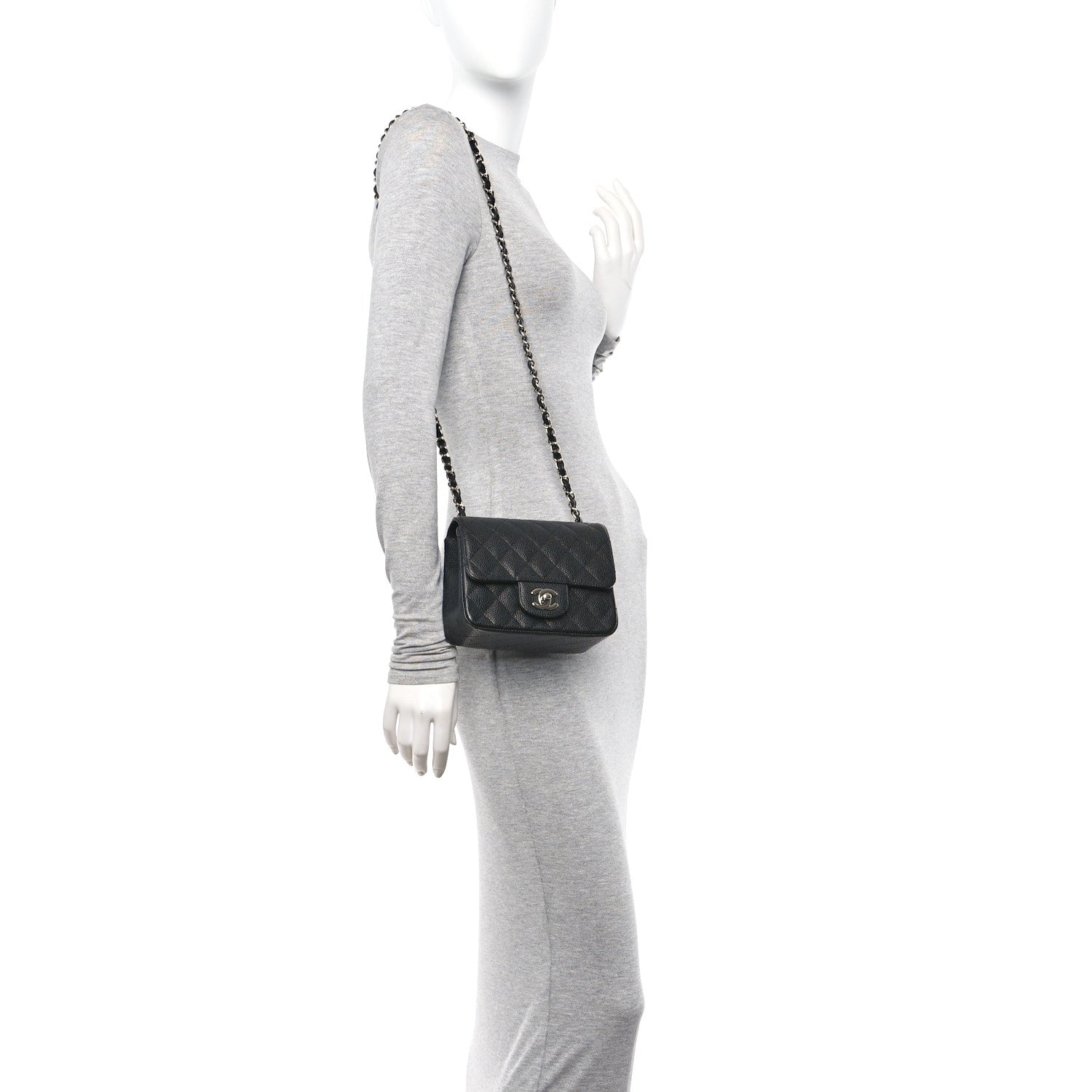 Caviar Quilted Mini Square Flap Black