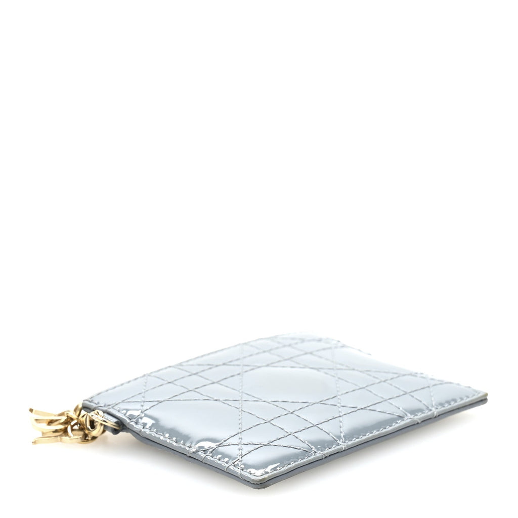 Patent Cannage Lady Dior  Holder Cloudy Blue