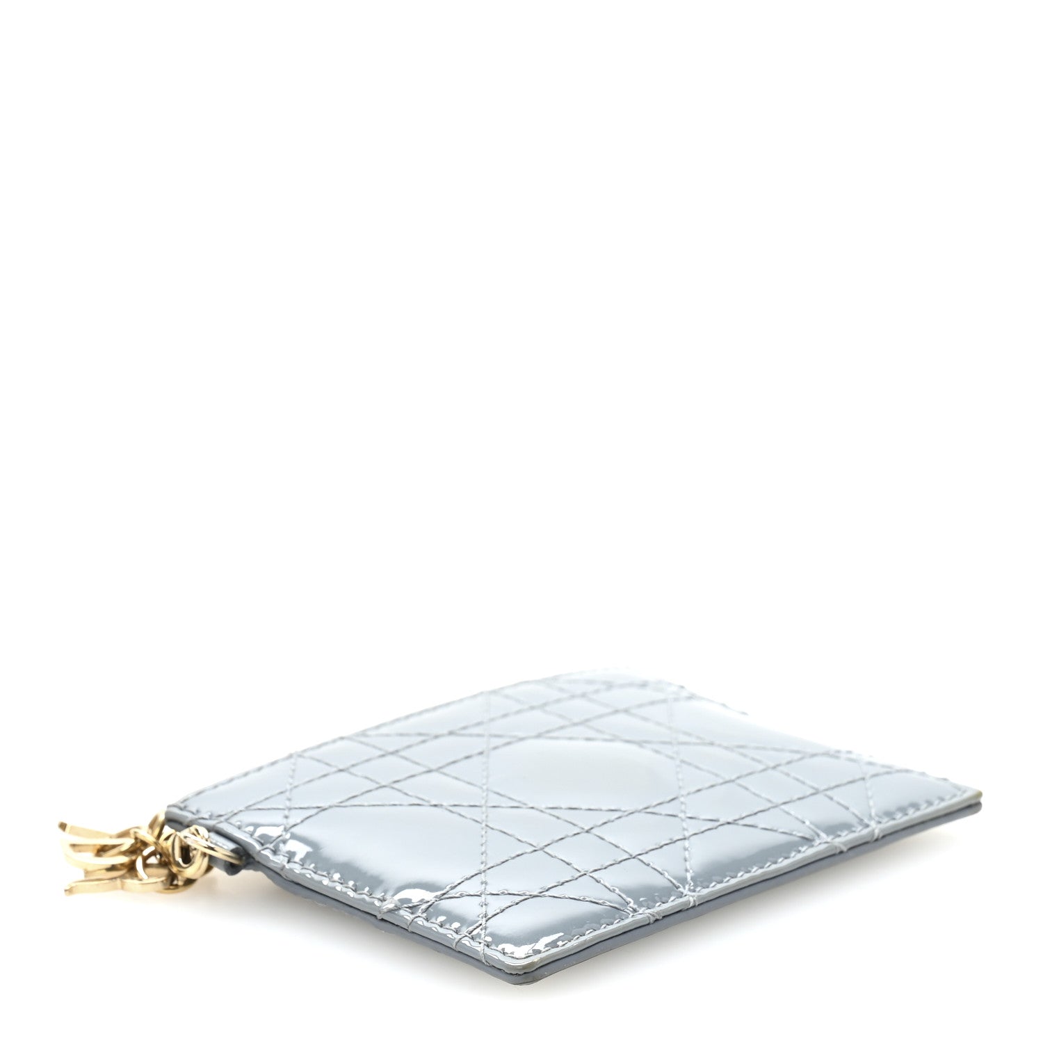 Patent Cannage Lady Dior  Holder Cloudy Blue