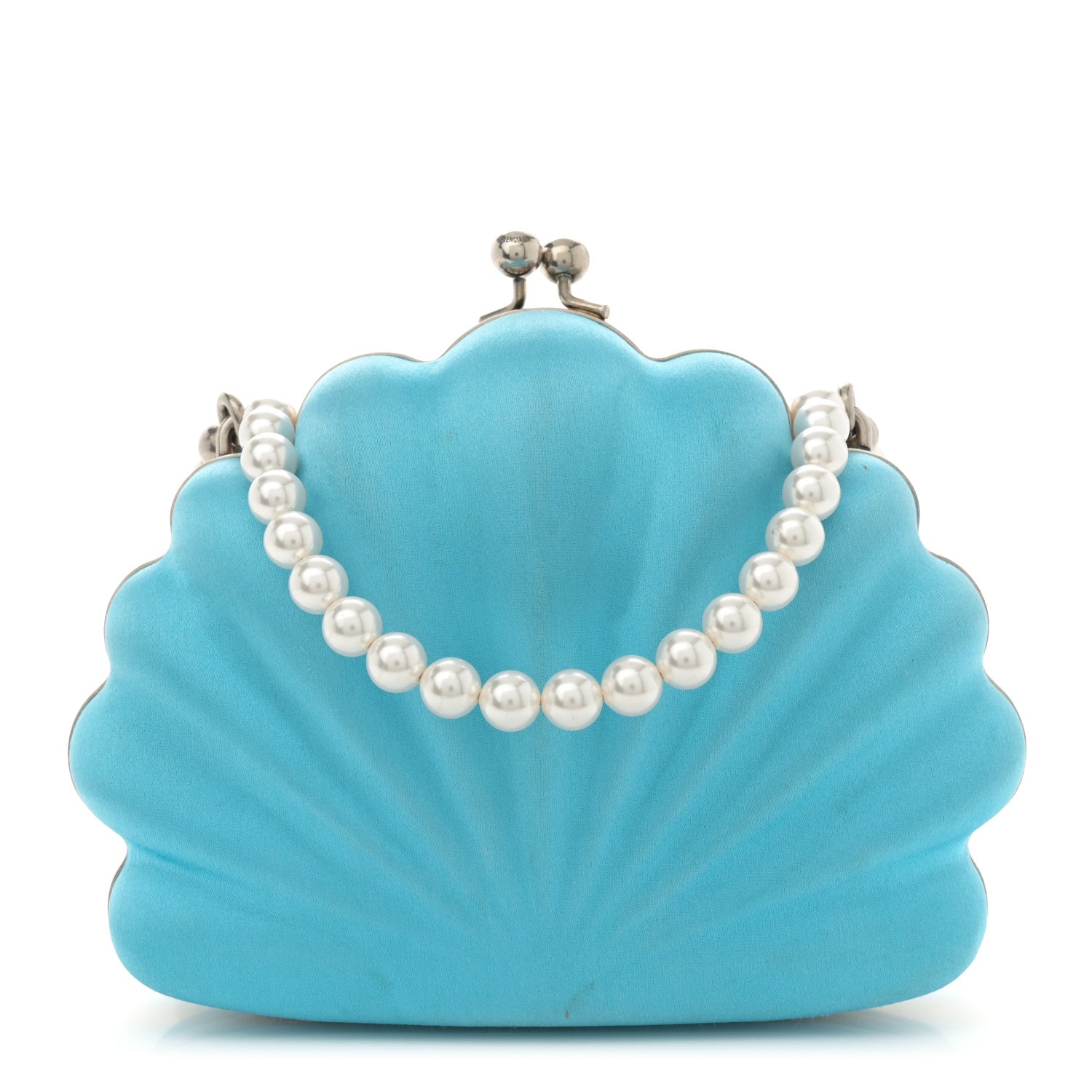 Satin Pearl Shell Clutch Bag Turquoise