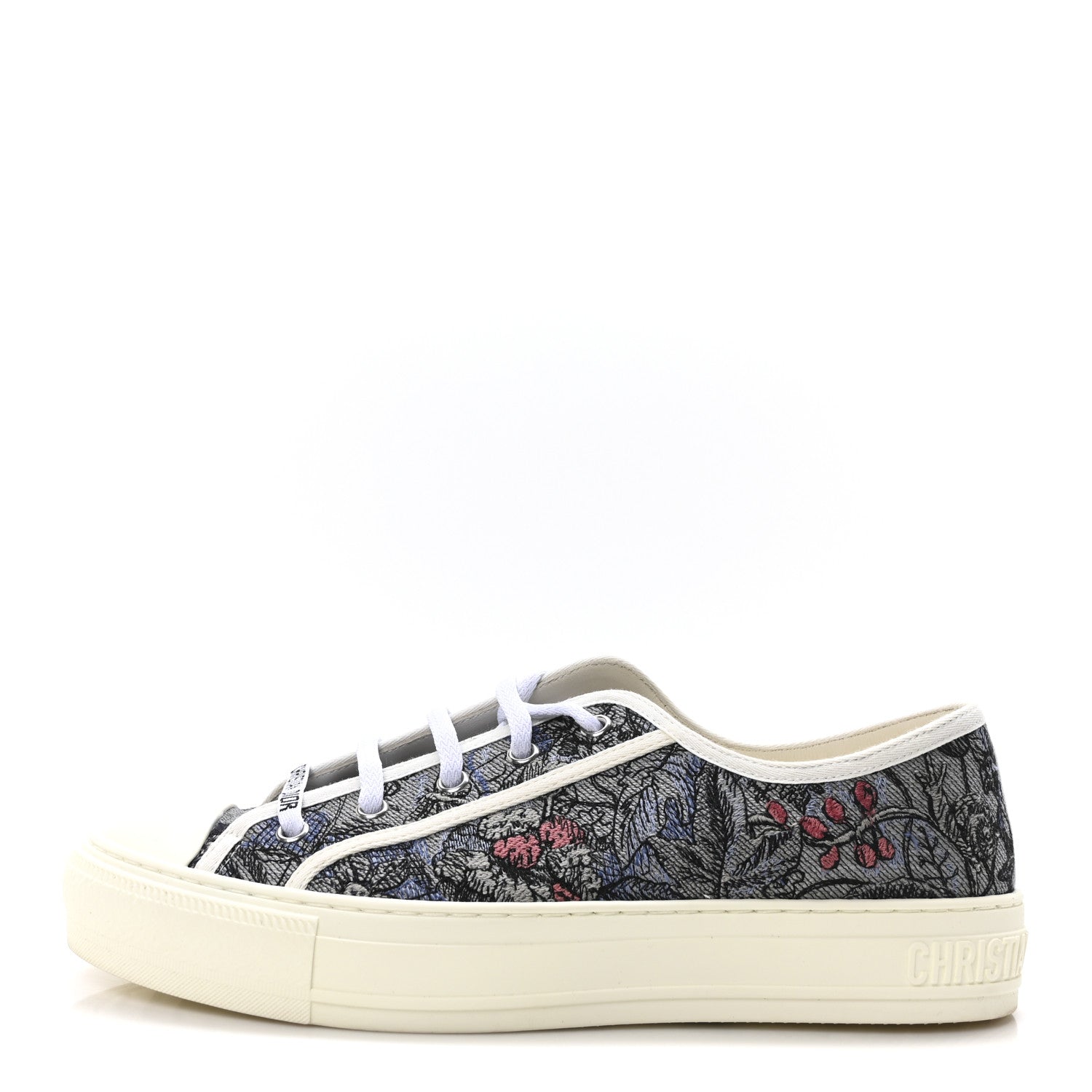 Canvas Embroidered Jardin Magique Walk'N'Dior Low Top Sneakers 40 Denim Multicolor
