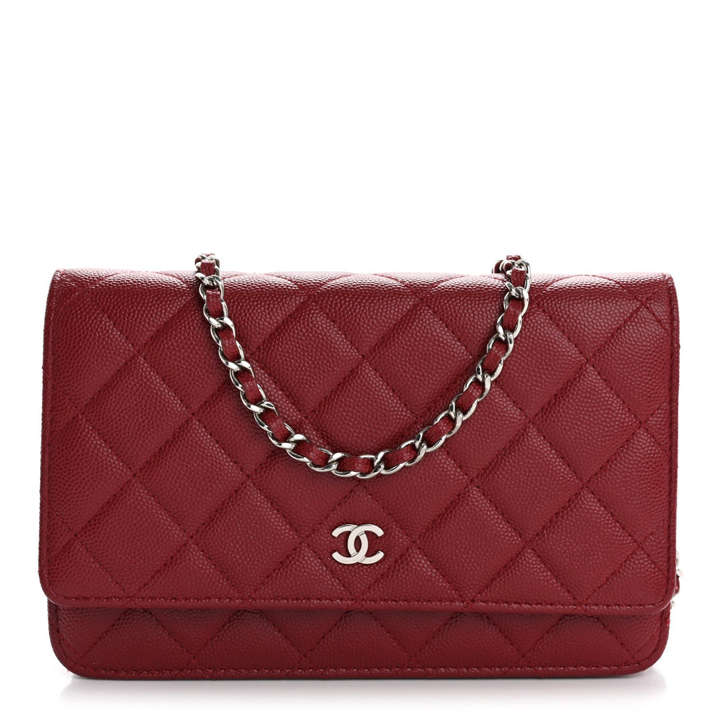 Caviar Quilted Wallet on Chain WOC Red