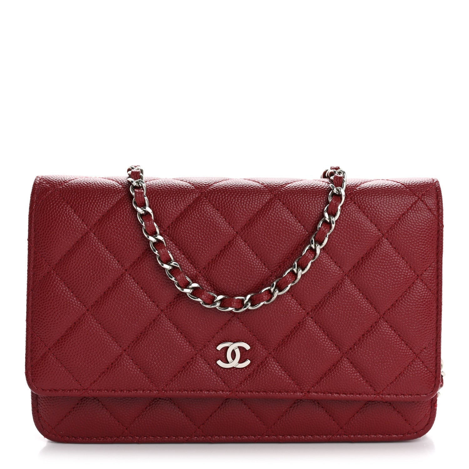 Caviar Quilted Wallet on Chain WOC Red