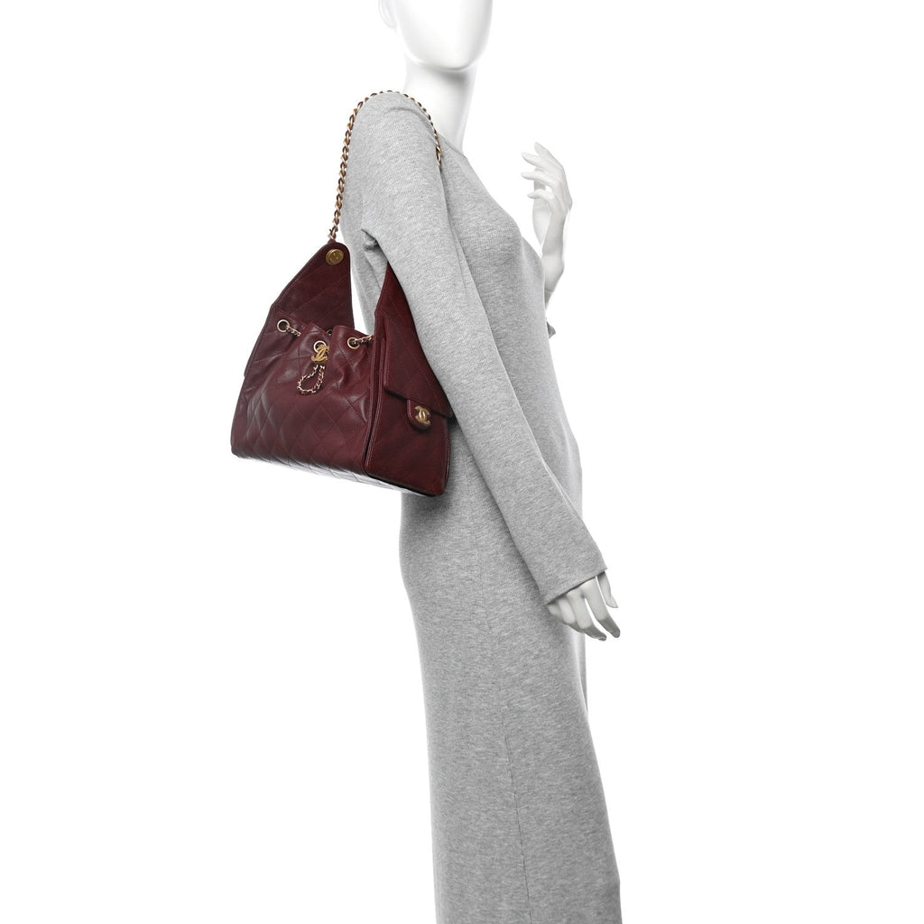 Caviar Quilted Small Chanel 25 Handbag Burgundy
