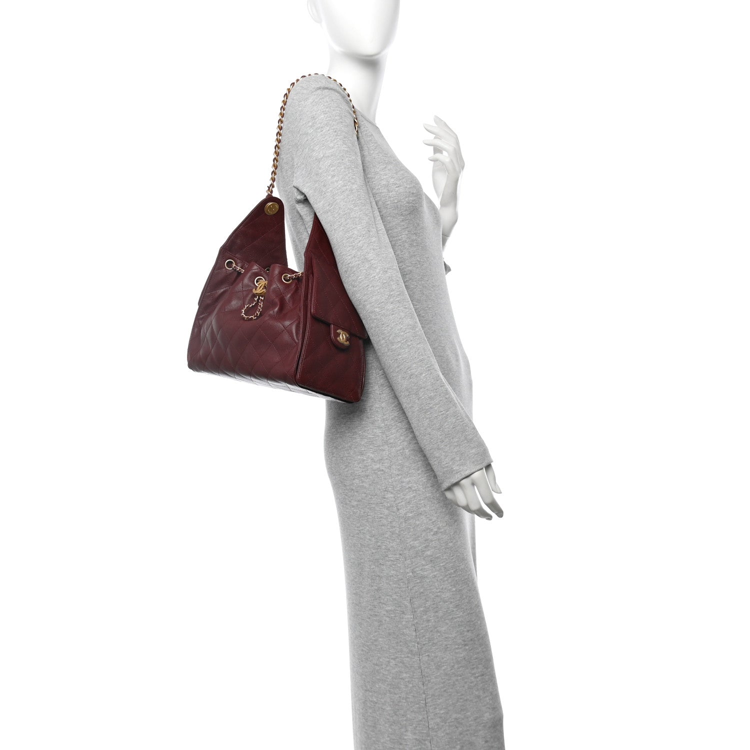 Caviar Quilted Small Chanel 25 Handbag Burgundy