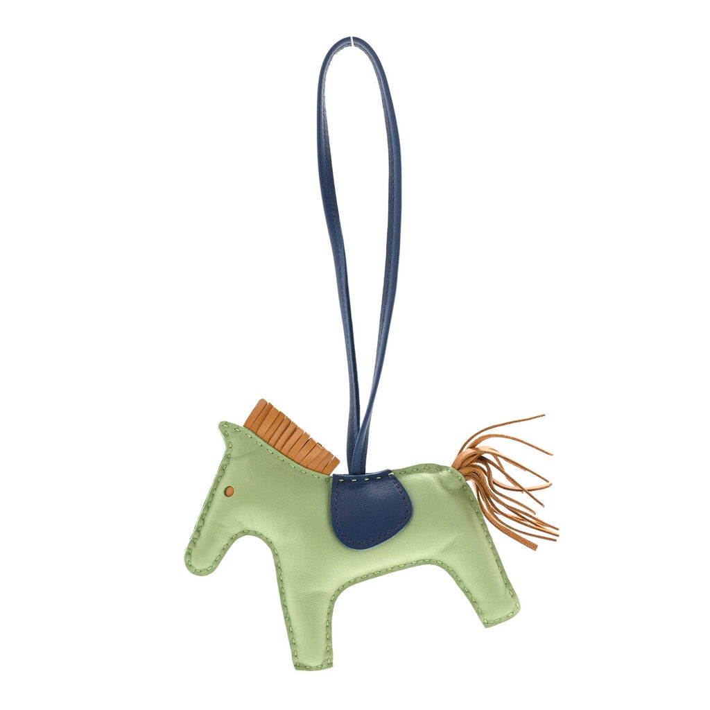 Milo Lambskin Grigri Rodeo Horse Bag Charm MM Vert Criquet Sesame Bleu De Malte
