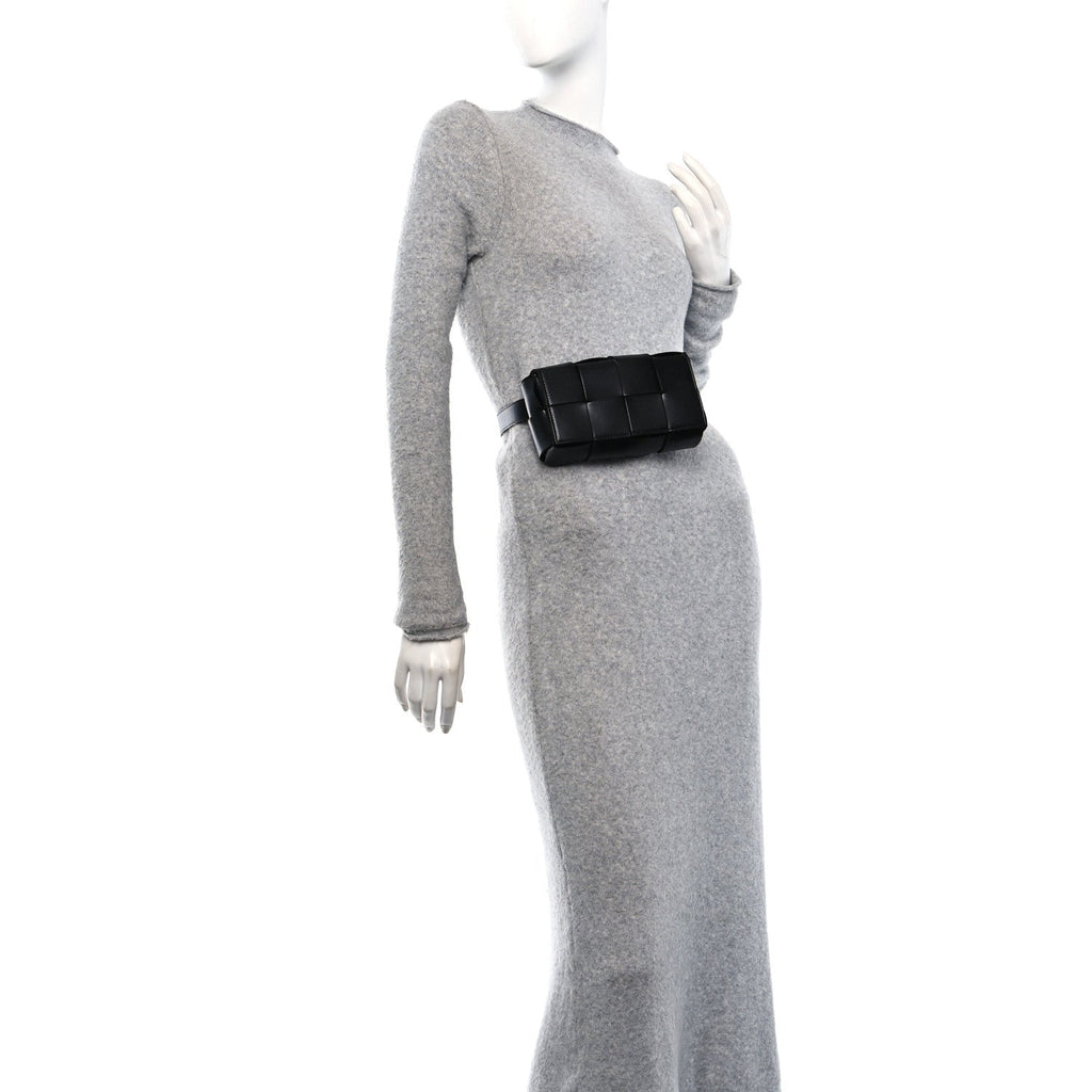 Nappa Maxi Intreccio The Belt Cassette Bag Black