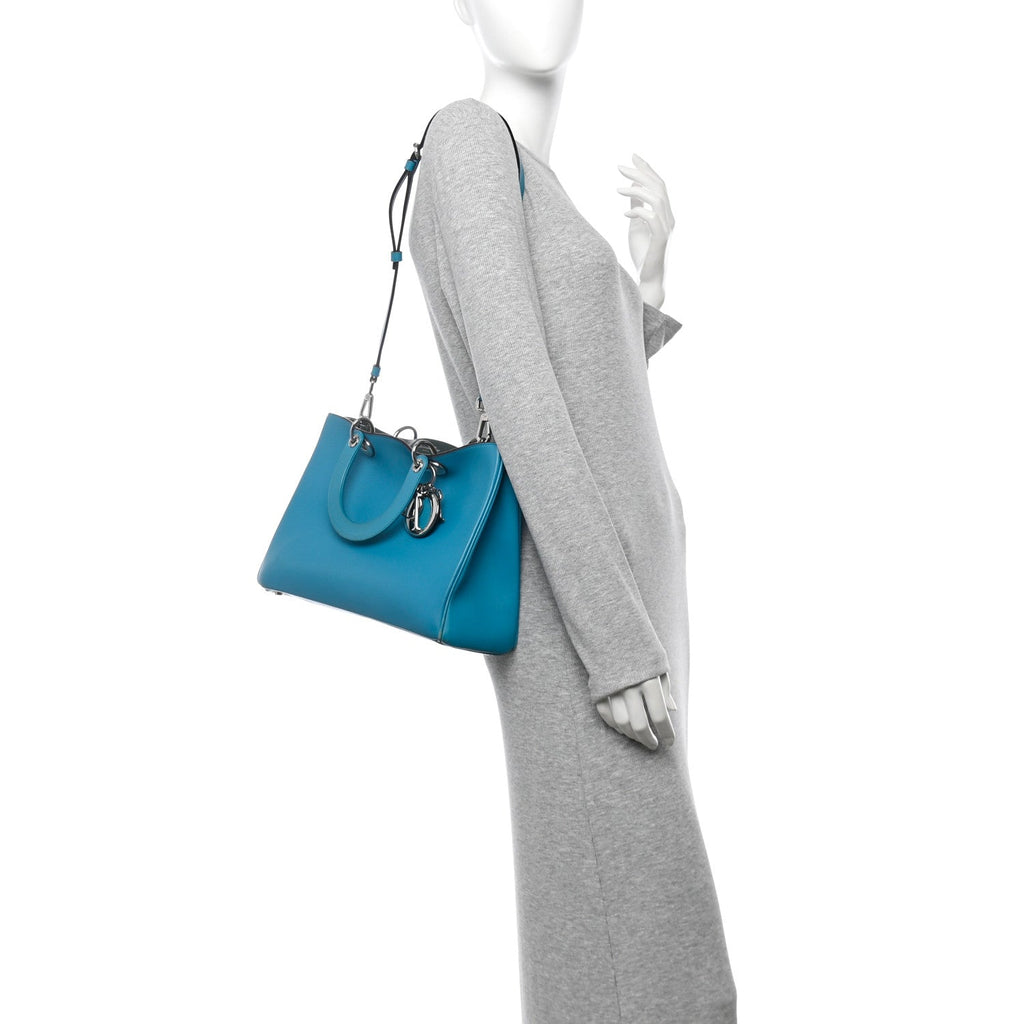Smooth Calfskin Medium Diorissimo Tote Light Blue