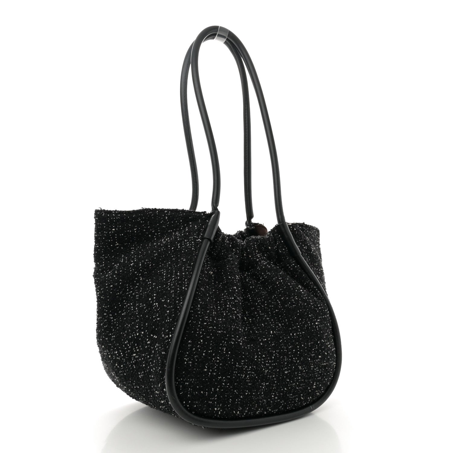 Tweed Large Ruched Tote Black