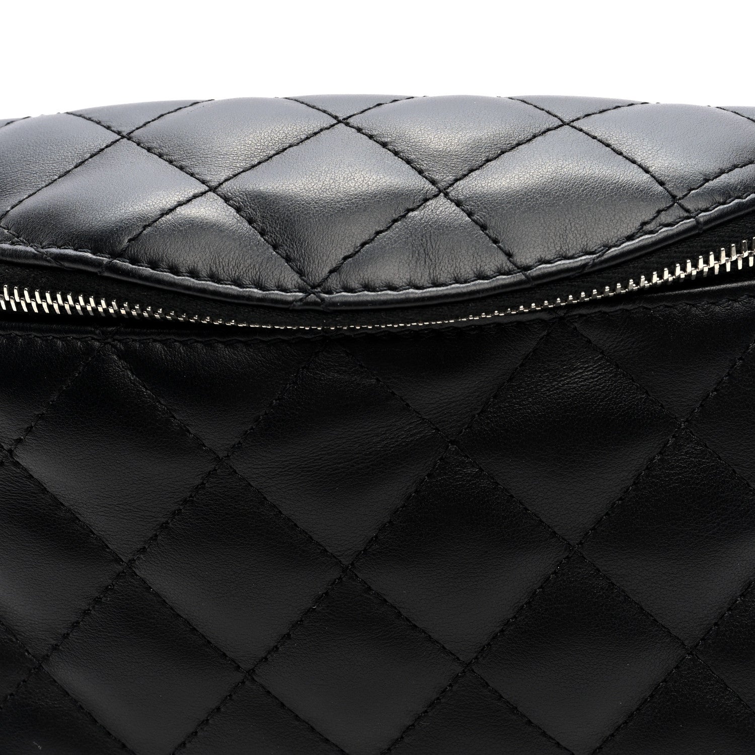Calfskin Quilted Waist Belt Bag Black