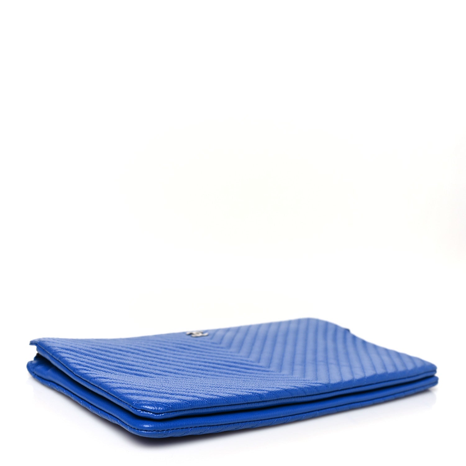 Caviar Chevron Quilted Small Zipped Pouch Blue