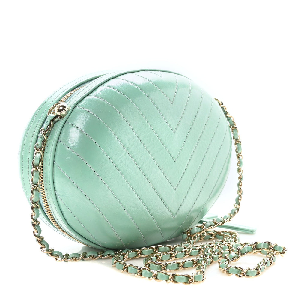 Calfskin Chevron Stitched Evening Bag Blue