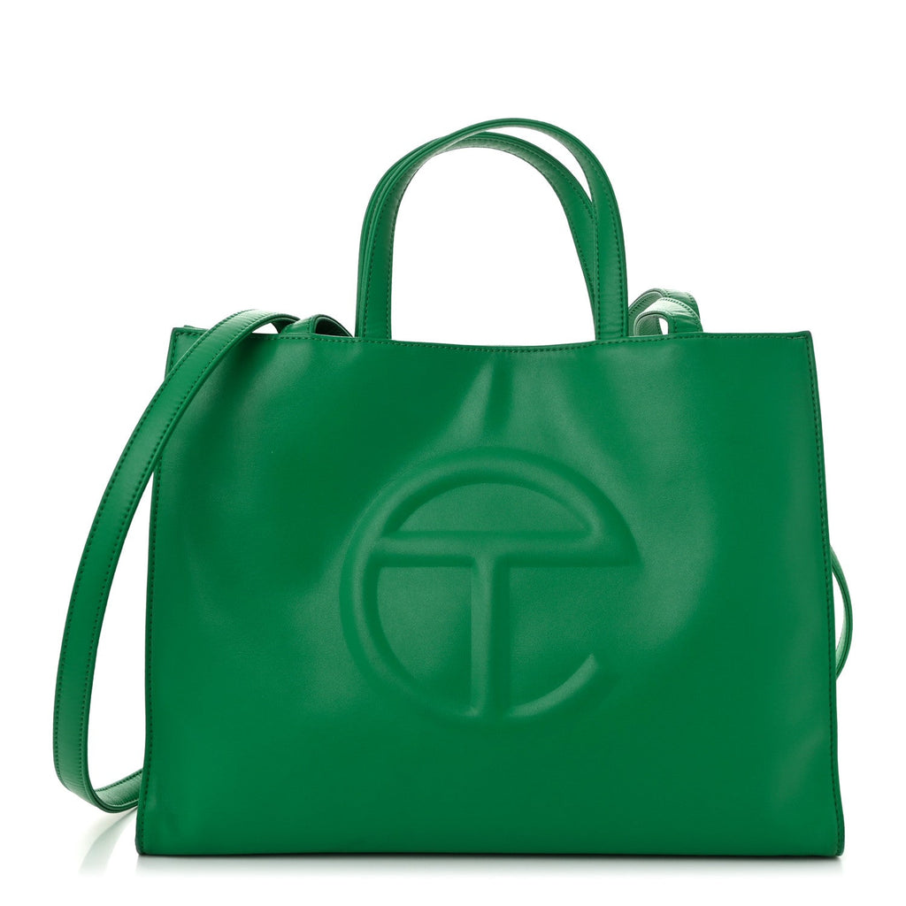 Vegan Leather Medium Shopping Bag Greenscreen