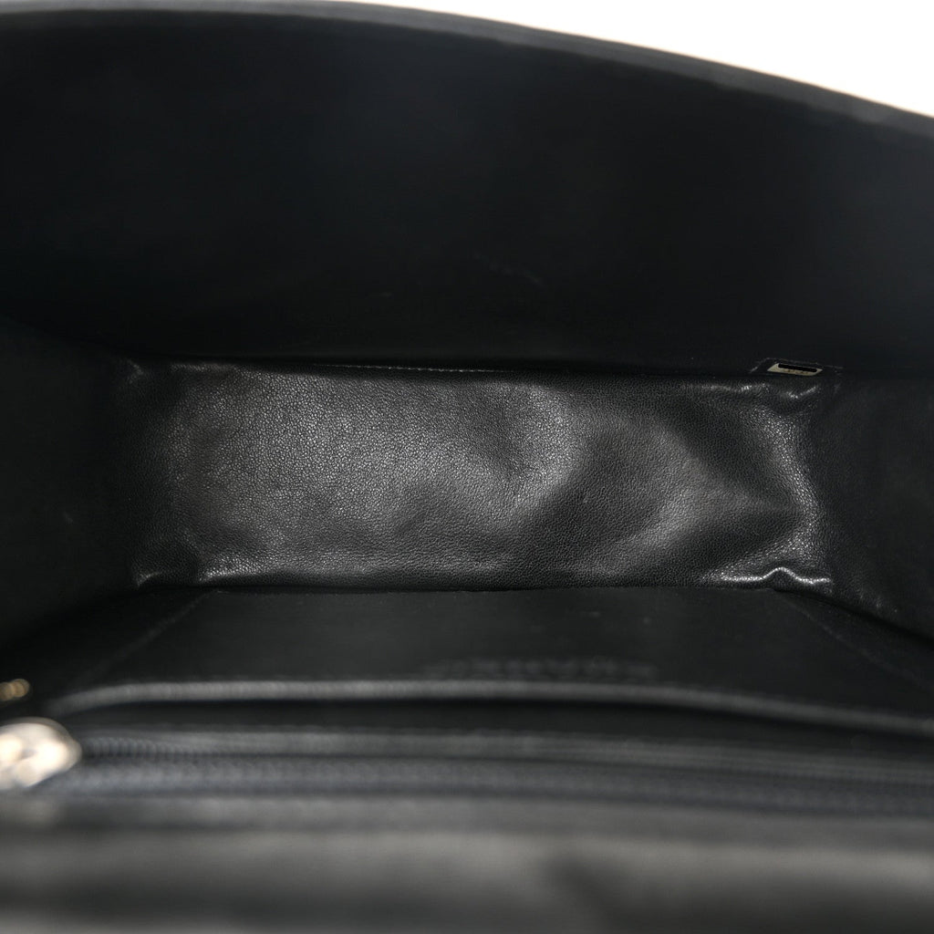 Lambskin Patent Chocolate Bar Flap Black White