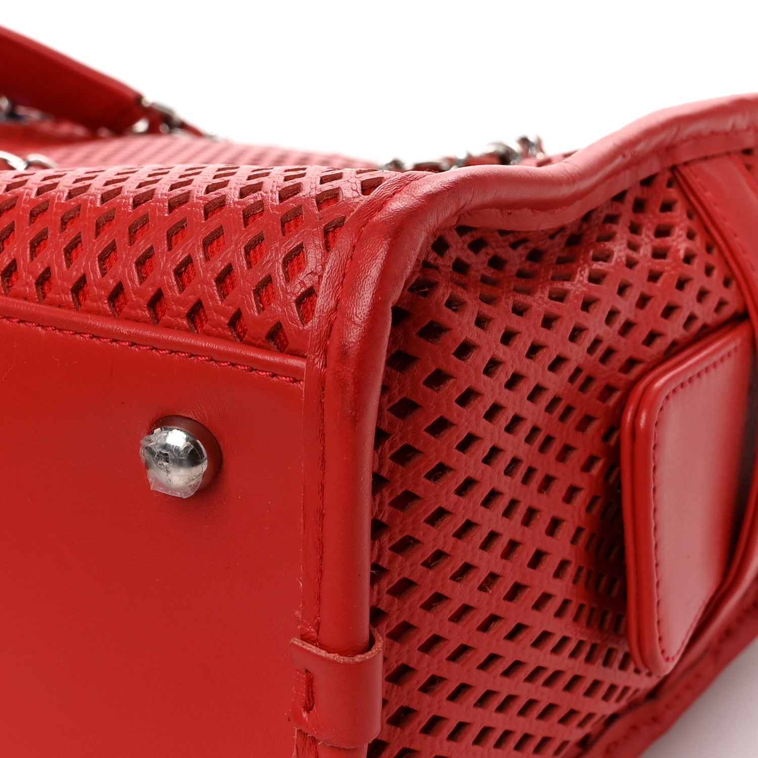 Calfskin Perforated Up In The Air East West Tote Red