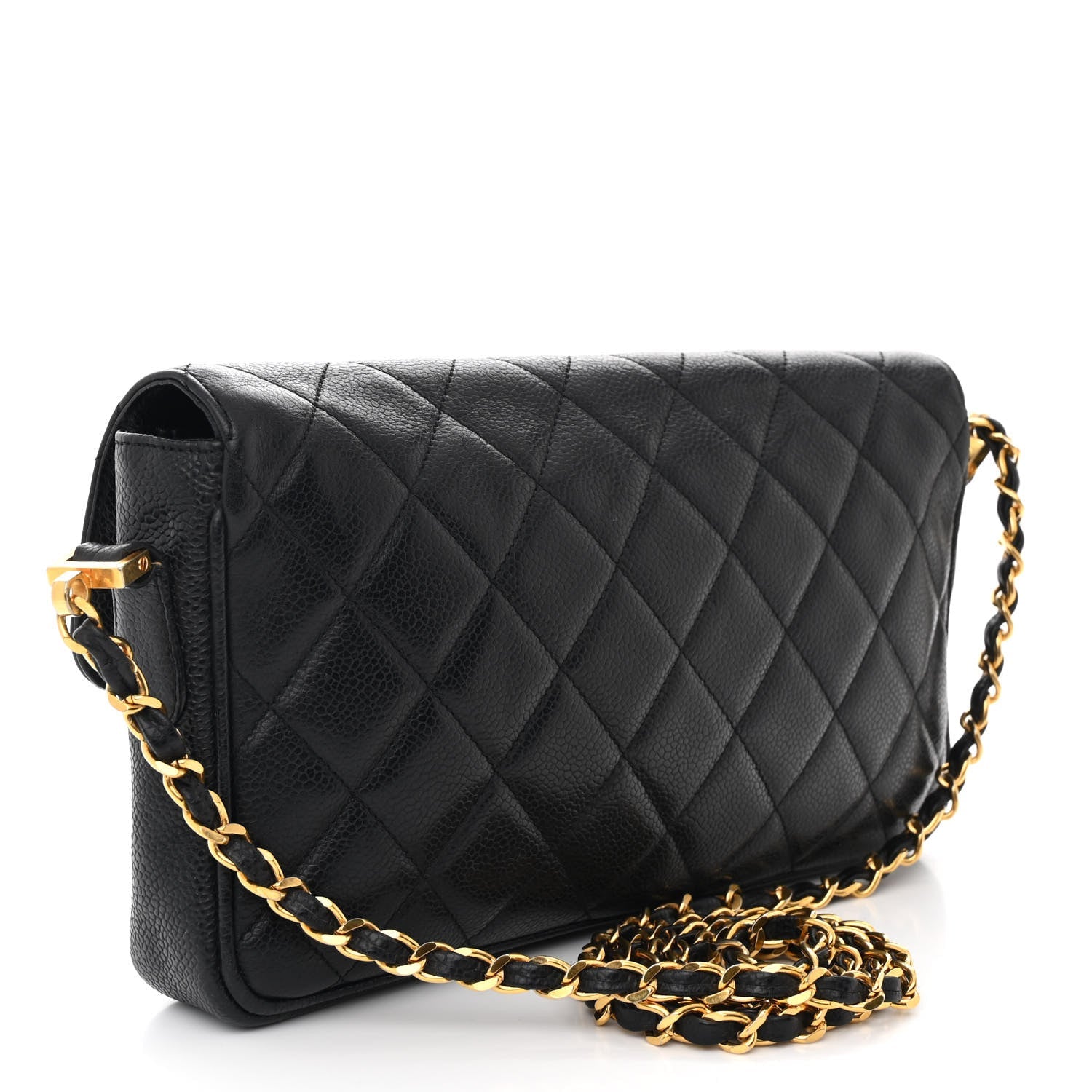 Caviar Quilted East West CC Flap Black