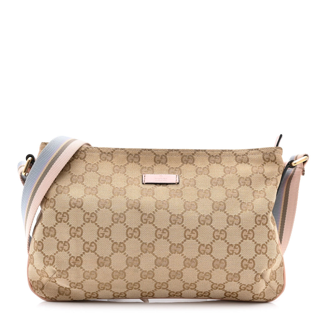 Monogram Web Small Flat Messenger Crossbody Pink Blue