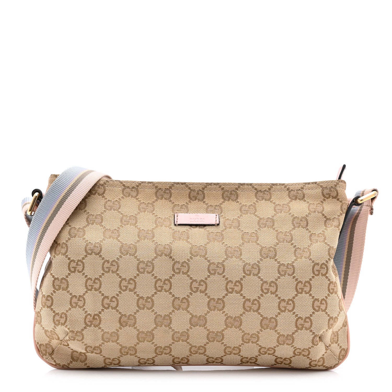 Monogram Web Small Flat Messenger Crossbody Pink Blue