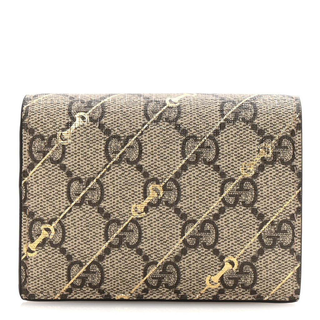 GG Supreme Monogram Calfskin Horsebit Print  Case Beige Ebony Light Pink