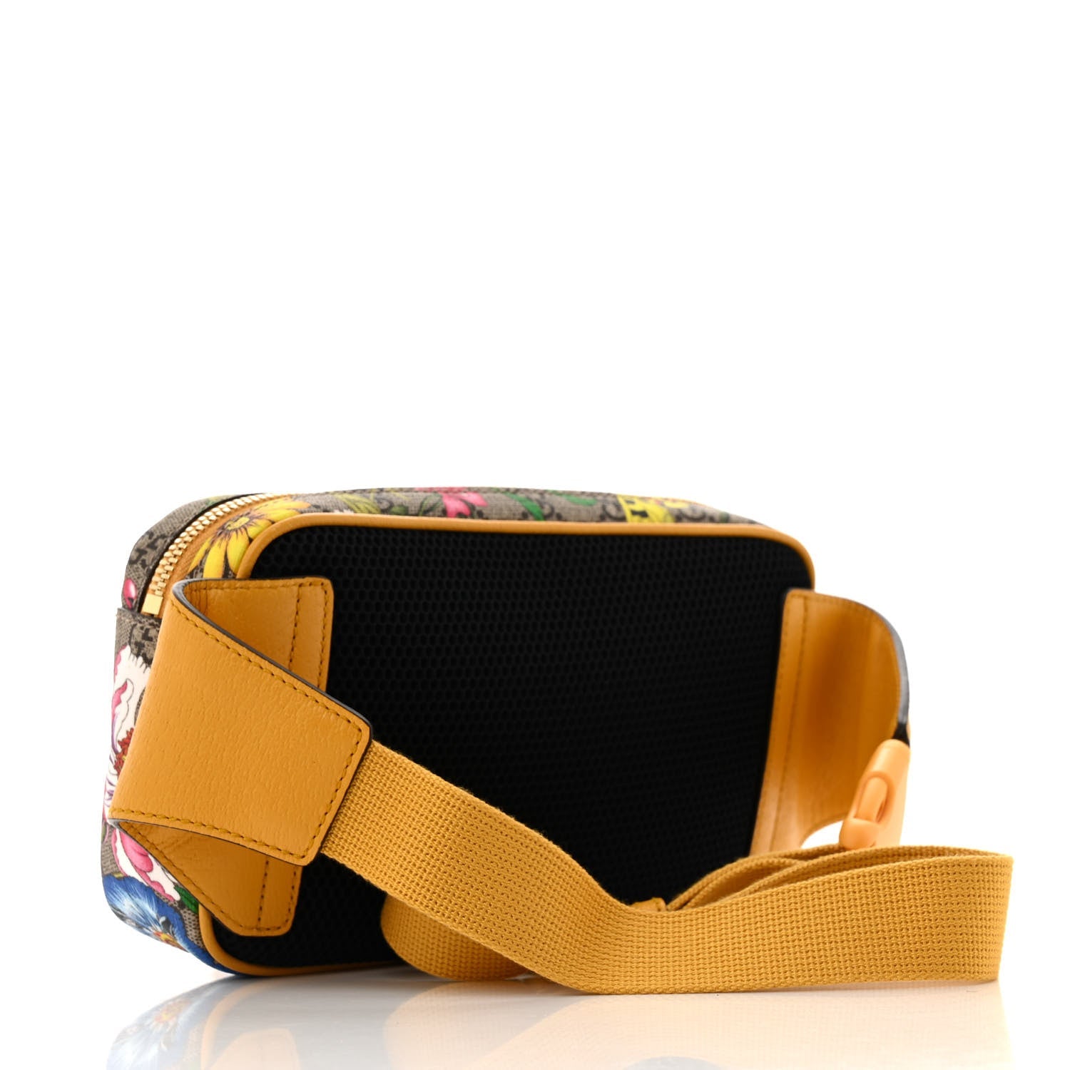 GG Supreme Monogram Flora Medium Ophidia Belt Bag Beige Multicolor Crop