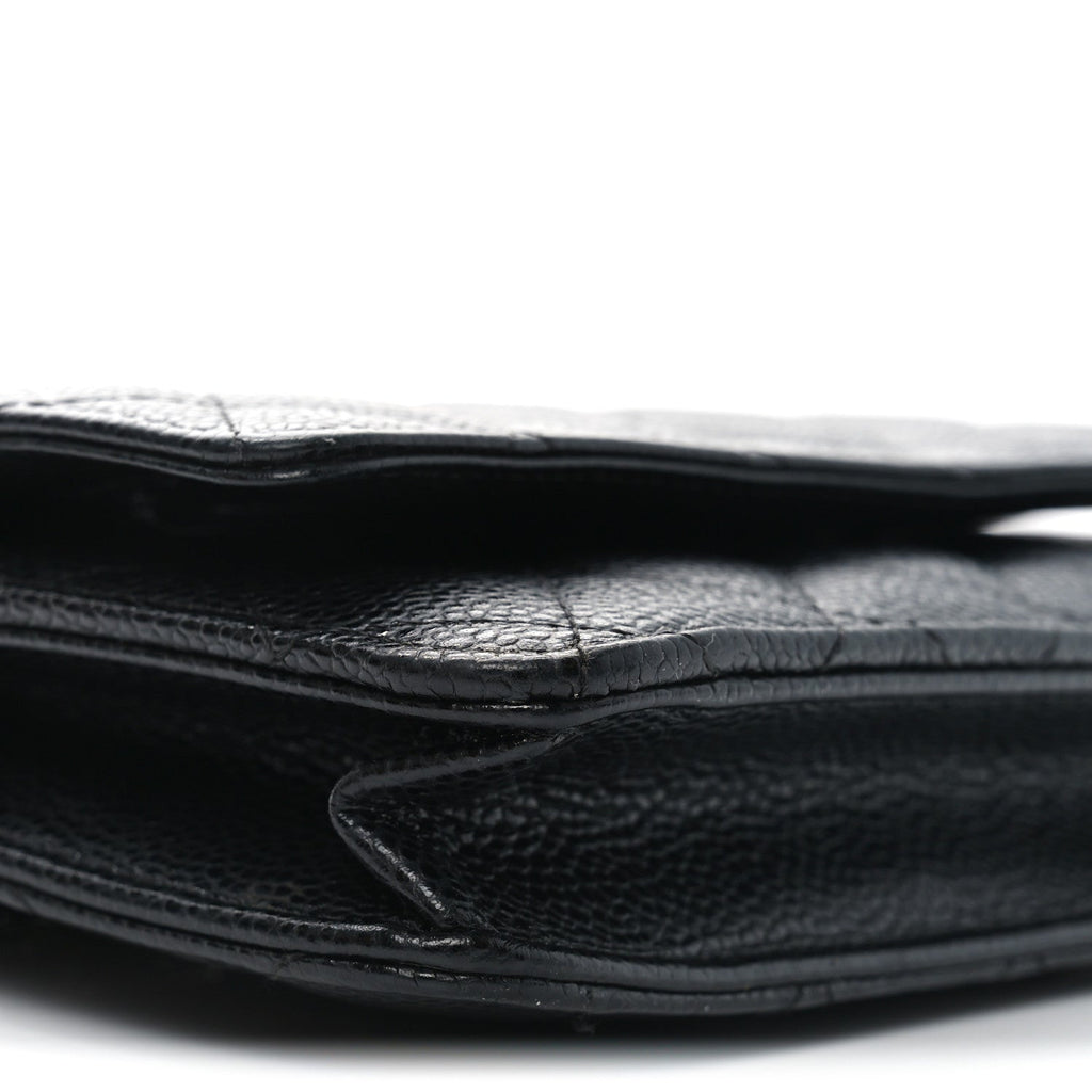 Caviar Quilted Wallet on Chain WOC Black
