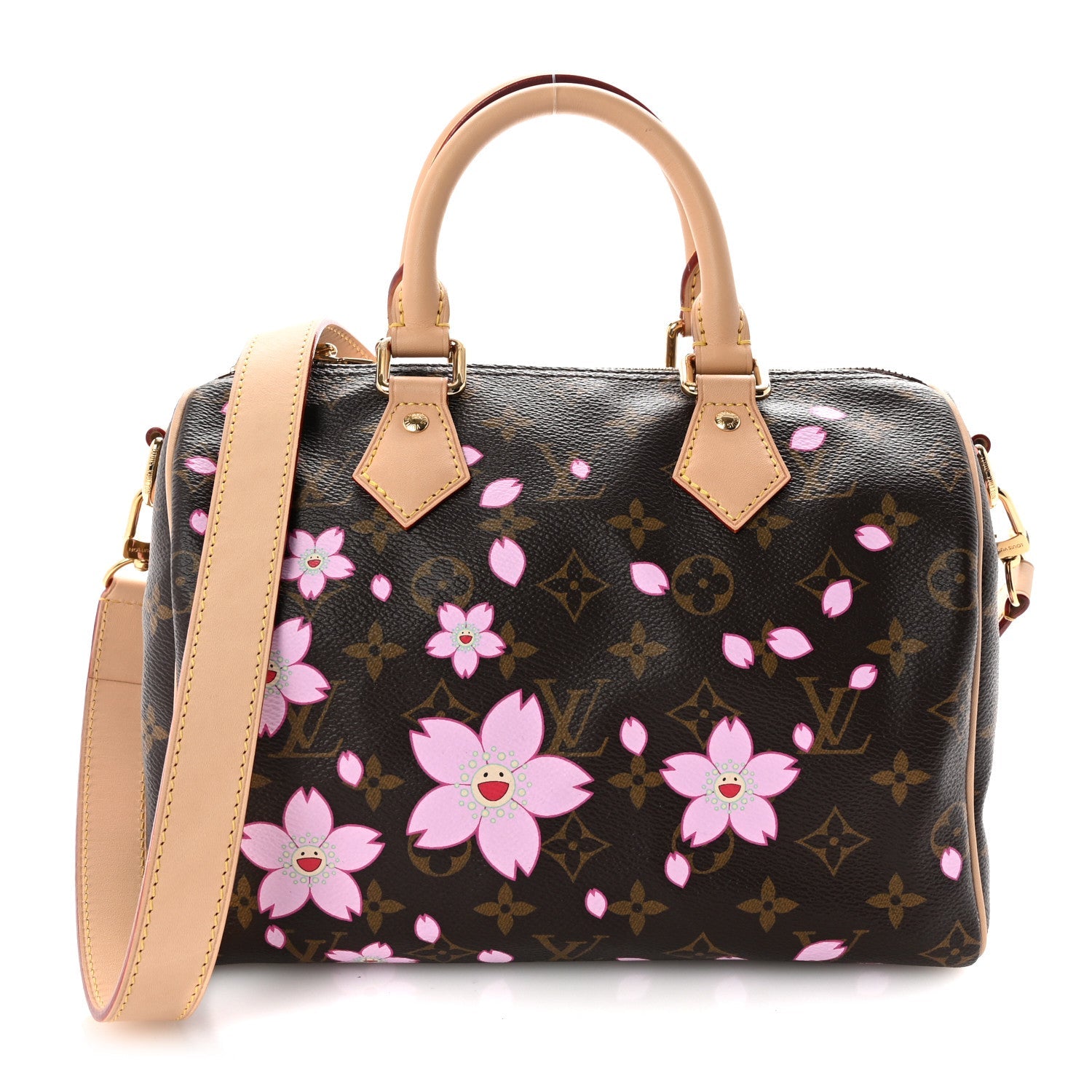 LV X TM Monogram Cherry Blossom Speedy Bandouliere 25 Sakura Brown