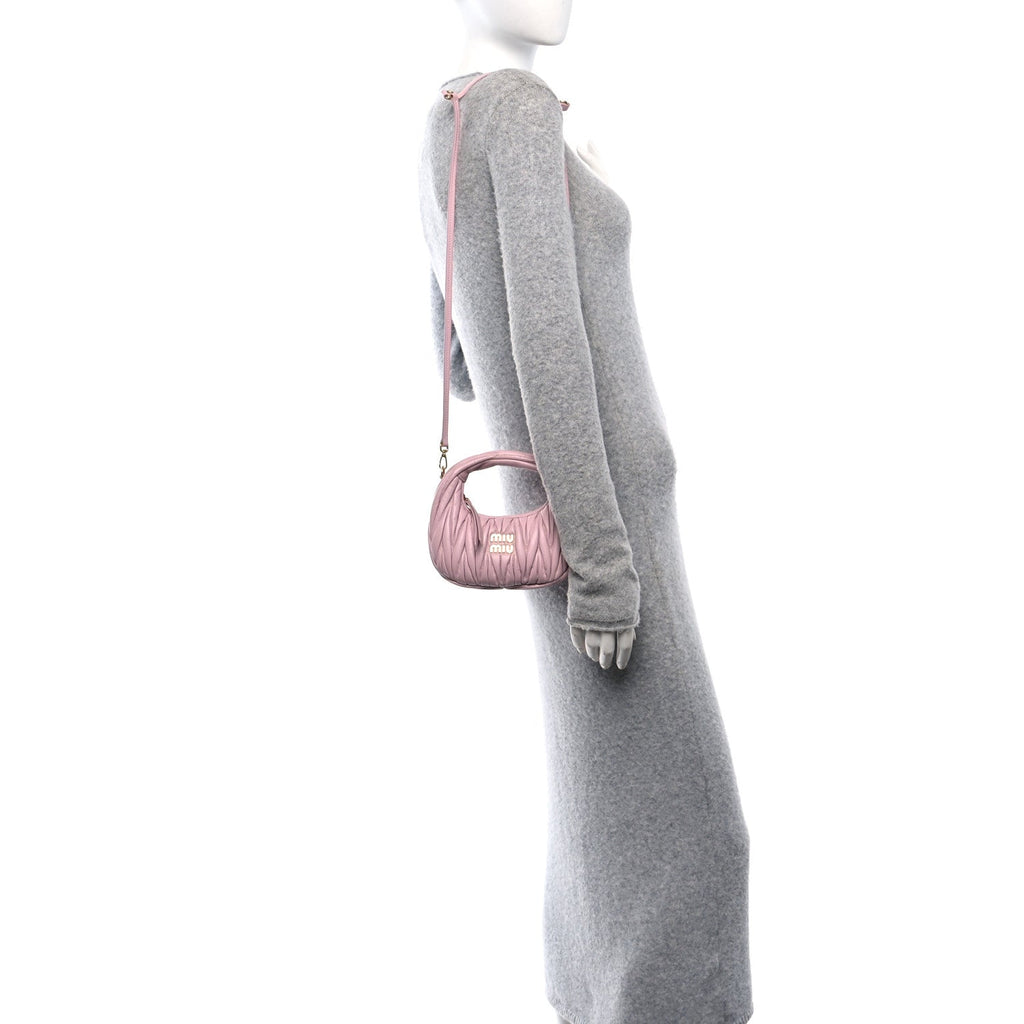 Nappa Matelasse Mini Wander Hobo Alabaster Pink
