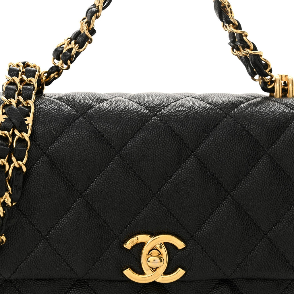 Caviar Quilted Coco First Flap Black
