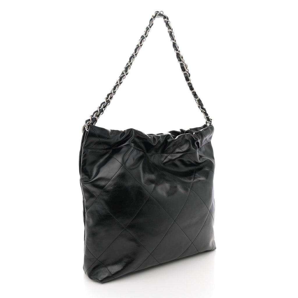 Shiny Calfskin Quilted Small Chanel 22 Black