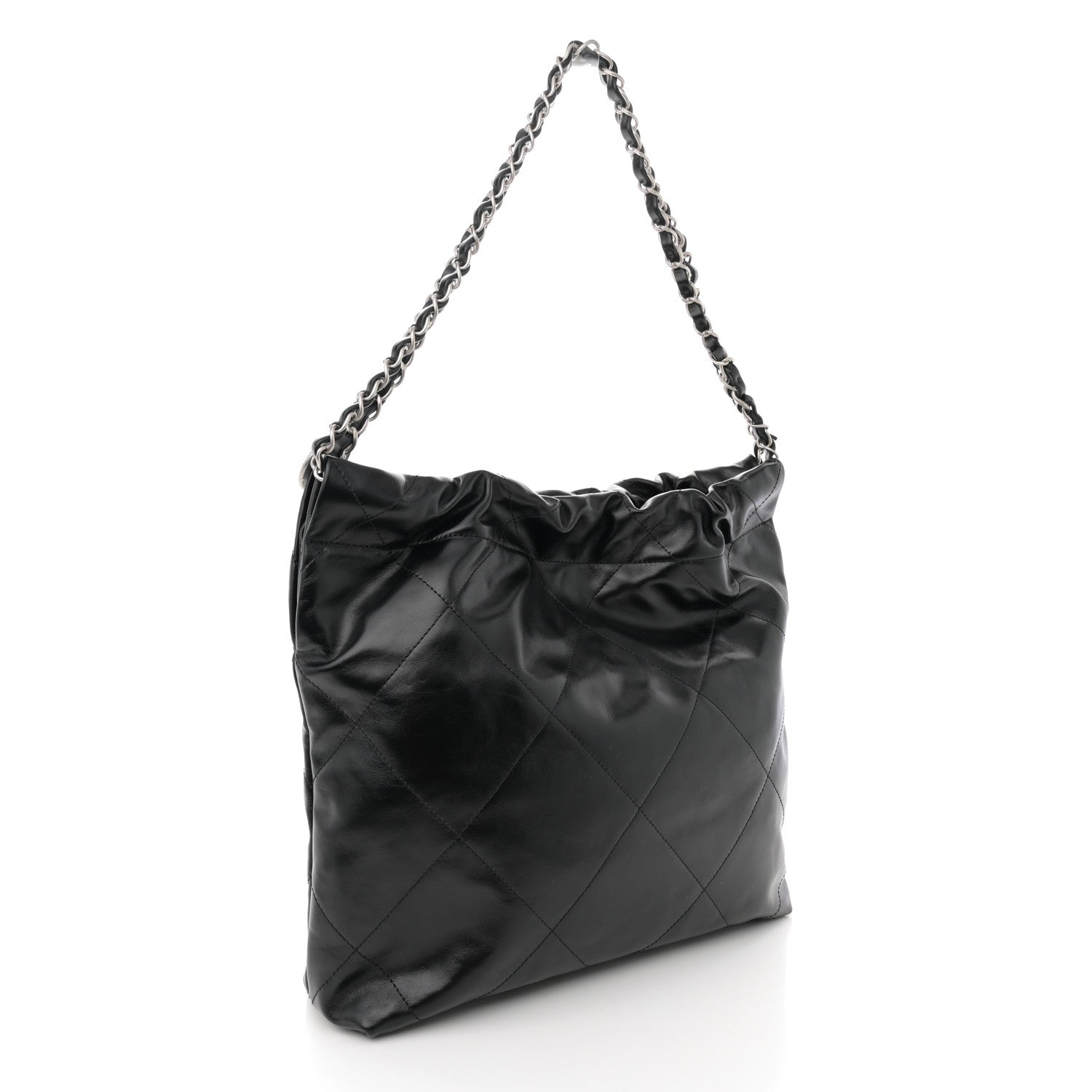 Shiny Calfskin Quilted Small Chanel 22 Black
