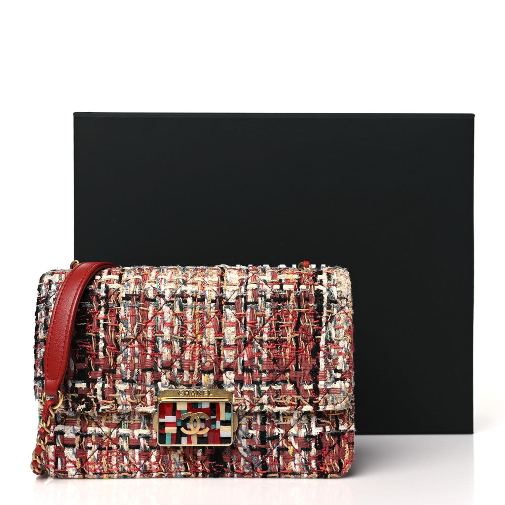 Tweed Quilted Flap Red Multicolor